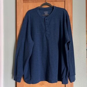 L.L. Bean 100% Cotton Waffle Knit Henley Gently Worn  Size XXL Regular